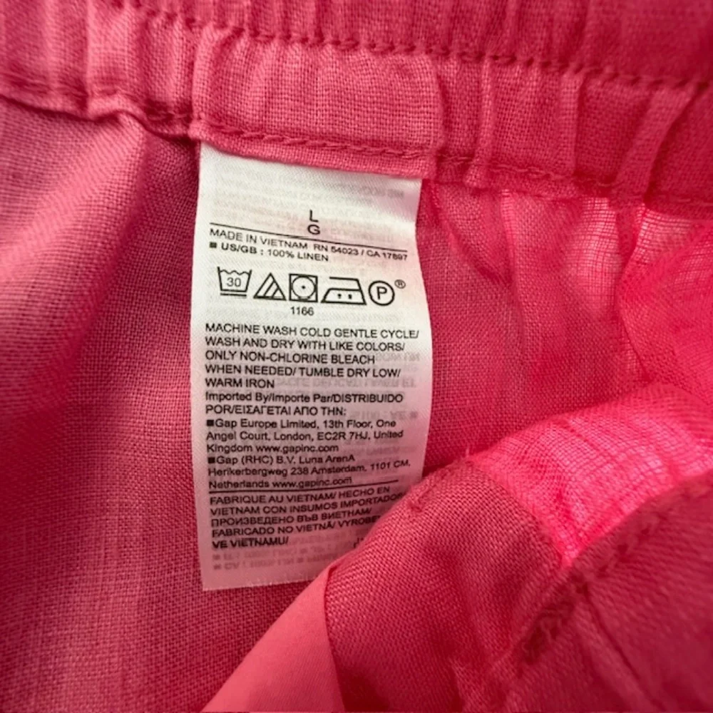 Women's Large L Pink 100% Linen Pull-on Ankle Wide Leg Pants Worn 2x ($120 new)